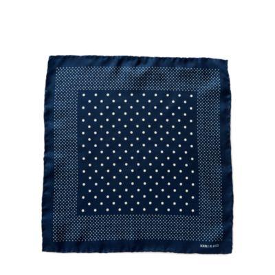 Ralph Lauren Dot-print Silk Pocket Square Cream Blue