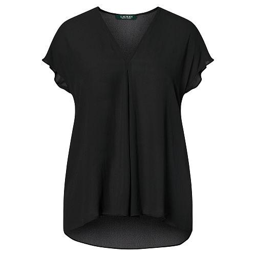 Ralph Lauren Lauren Georgette Short-sleeve Top Polo Black