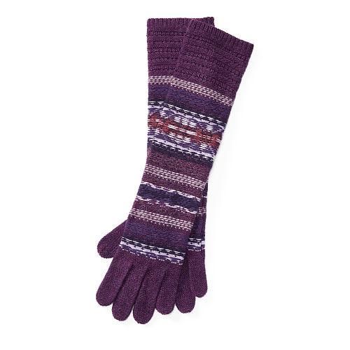Ralph Lauren Lauren Striped Fair Isle Long Gloves Purple Tonal
