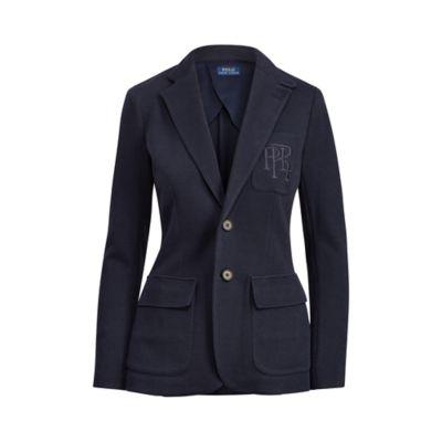 Ralph Lauren Knit Cotton-blend Blazer Park Avenue Navy