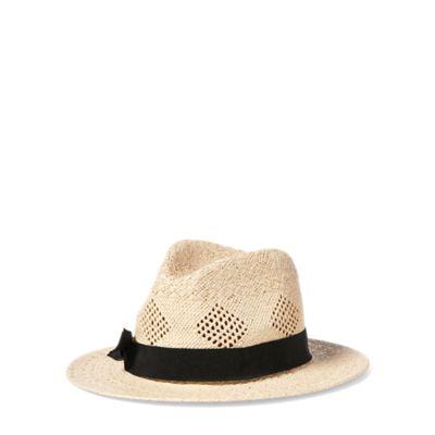Ralph Lauren Pointelle Straw Fedora Natural/black