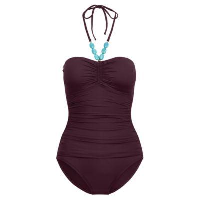 Ralph Lauren Beaded Bandeau One-piece Burgundy