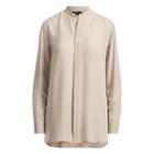 Ralph Lauren Banded Silk Georgette Shirt Light Gray