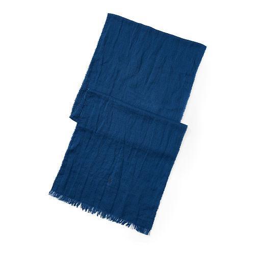 Polo Ralph Lauren Washed Cotton-linen Scarf Indigo Herringbone