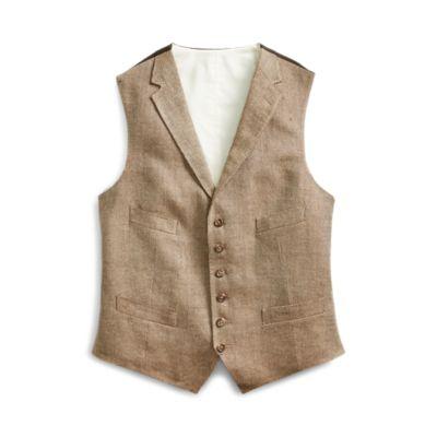 Ralph Lauren Basket-weave Linen-silk Vest Brown And Tan