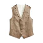 Ralph Lauren Basket-weave Linen-silk Vest Brown And Tan