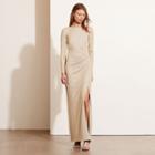 Ralph Lauren Lauren Petite Metallic Scoop-back Gown Gold