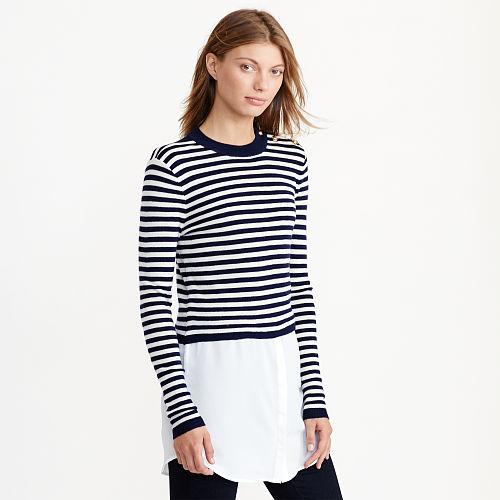 Ralph Lauren Lauren Layered Wool Sweater Navy/antique Ivory