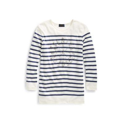 Ralph Lauren Striped Ribbed Cotton T-shirt Light Navy/nevis