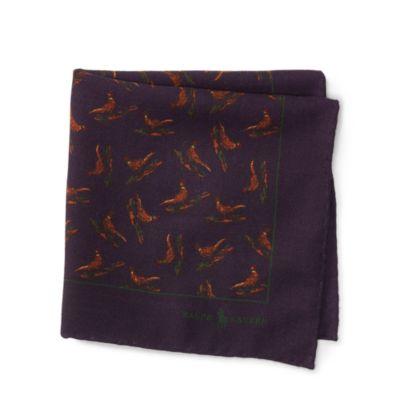 Ralph Lauren Pheasant Wool Pocket Square Purple