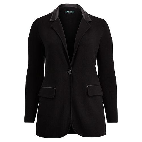 Ralph Lauren Lauren Woman Leather-trim Cotton Blazer