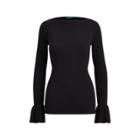Ralph Lauren Ruffle-cuff Cotton Sweater Polo Black Sp