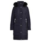 Ralph Lauren Faux Fur-trim Hooded Down Coat Dark Navy