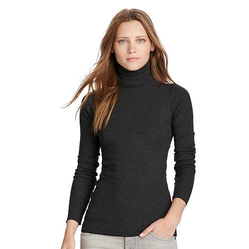 Polo Ralph Lauren Ribbed Jersey Turtleneck Boot Black Heather