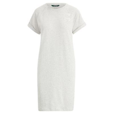 Ralph Lauren Bullion-patch Cotton Dress Pearl Grey Heather