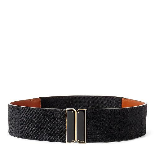 Ralph Lauren Lauren Enamel Buckle Stretch Belt Black