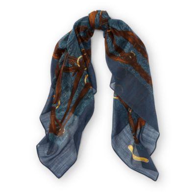 Ralph Lauren Bridle-print Wool Scarf Blue