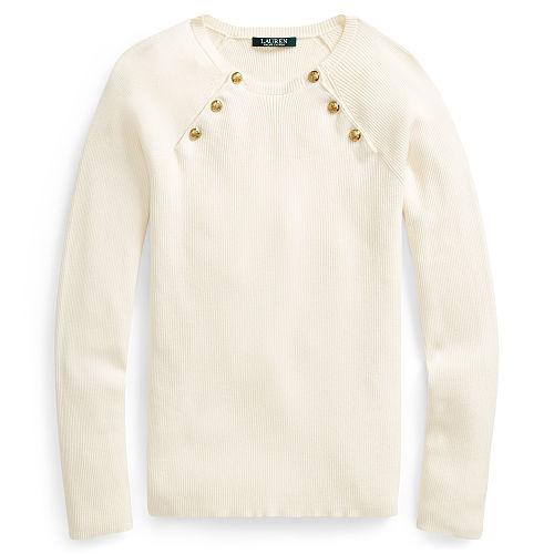 Ralph Lauren Lauren Buttoned Cotton-modal Sweater