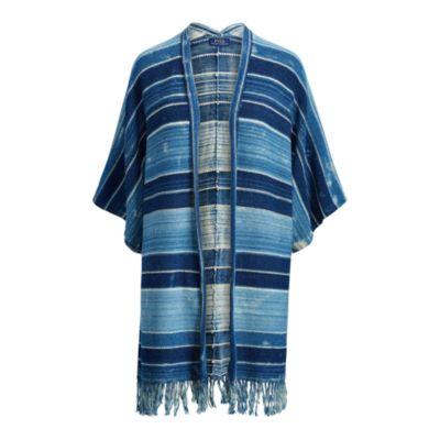 Ralph Lauren Fringe Open-front Cardigan Indigo Stripe