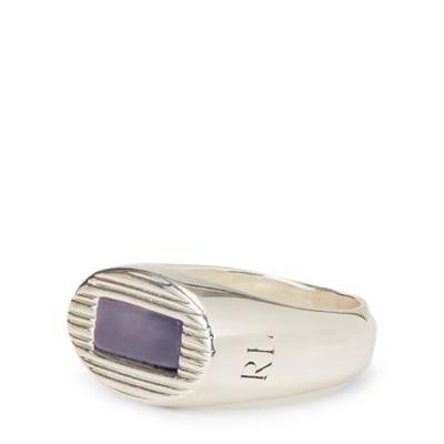 Ralph Lauren Amethyst Signet Ring Silver/purple