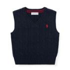 Ralph Lauren Cable-knit Cotton Sweater Vest Hunter Navy 6m