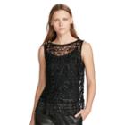 Polo Ralph Lauren Beaded Tulle V-back Top Black