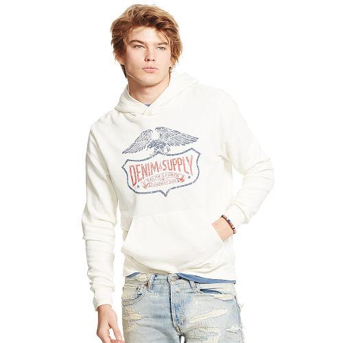 Ralph Lauren Denim & Supply French Terry Graphic Hoodie Antique Cream