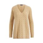 Ralph Lauren Cable-knit Side-slit Sweater Camel Melange