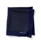 Ralph Lauren Print Silk Crepe Pocket Square Navy/yellow