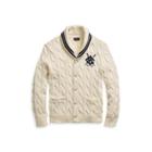 Ralph Lauren Cotton Shawl Cardigan Cream And Navy