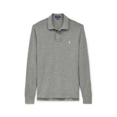 Ralph Lauren Custom Slim Fit Mesh Polo Boulder Grey Heather