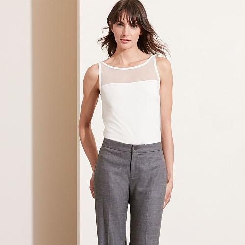 Ralph Lauren Lauren Mesh-yoke Jersey Tank Cream