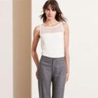 Ralph Lauren Lauren Mesh-yoke Jersey Tank Cream