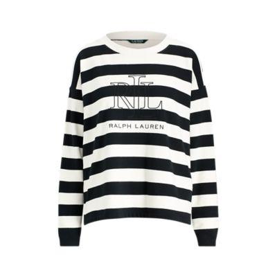 Ralph Lauren Logo Striped Terry T-shirt Cream/polo Black