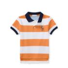 Ralph Lauren Striped Cotton Mesh Polo Shirt Thai Orange 6m