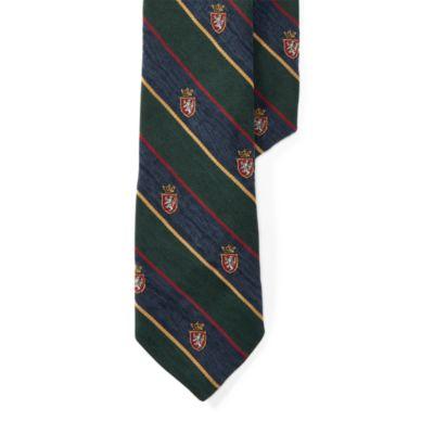 Ralph Lauren Striped Silk Narrow Club Tie Navy/green