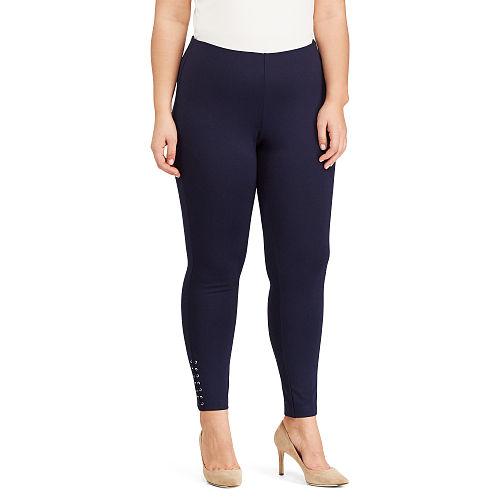 Ralph Lauren Lauren Woman Lace-up Ponte Legging Navy