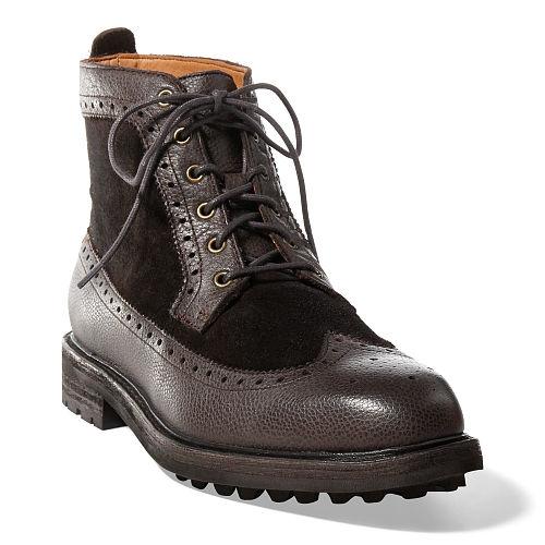 Polo Ralph Lauren Nickson Wingtip Leather Boot Brown/dark Brown