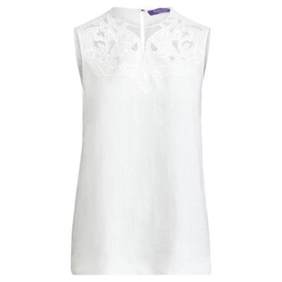 Ralph Lauren Adrienne Linen Top Off White