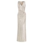 Ralph Lauren Metallic Stretch V-neck Gown Gold