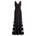 Ralph Lauren Tulle-panel Jersey Gown Black