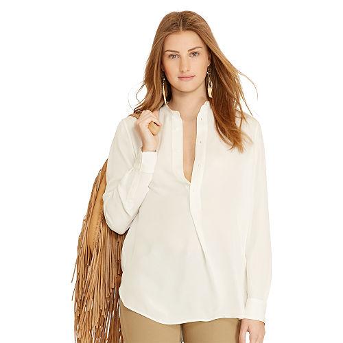 Polo Ralph Lauren Silk Contrast-yoke Shirt Paper White