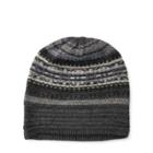 Ralph Lauren Striped Fair Isle Slouchy Hat Charcoal Tonal