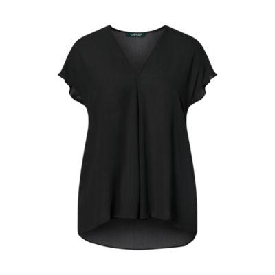 Ralph Lauren Georgette Short-sleeve Top Polo Black