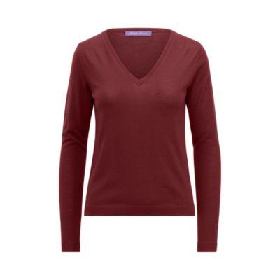 Ralph Lauren Merino Wool V-neck Sweater Bordeaux
