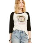 Ralph Lauren Denim & Supply Raglan Jersey Graphic Tee Black And Cream