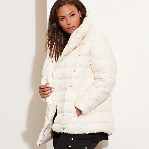 Ralph Lauren Lauren Woman Funnelneck Down Coat Ivory