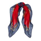 Ralph Lauren Lauren Fabian Wool Scarf Brilliant Red/navy Border