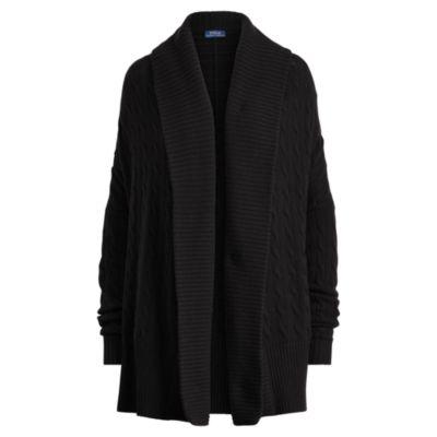 Ralph Lauren Cashmere Shawl Cardigan Polo Black