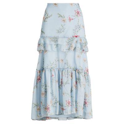 Ralph Lauren Floral Georgette Maxiskirt Blue Multi 2p